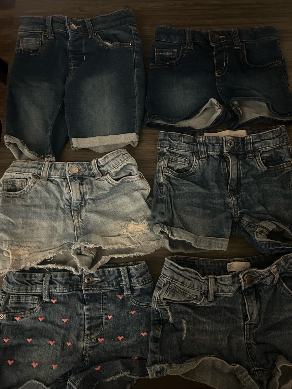 Girls Denim Shorts LOT OF 6- Blue Jeans Mix